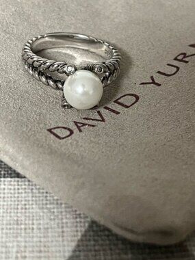 David Yurman Silver Pearl Ring sz7